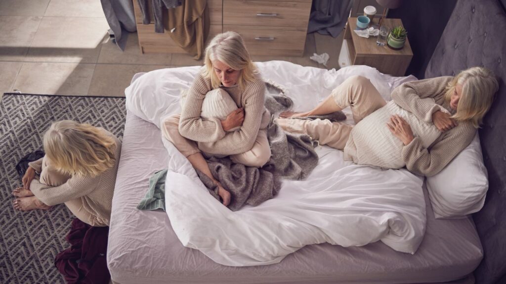 Old Woman in Bedroom Suffering from Anxiety and Mental Health Issues