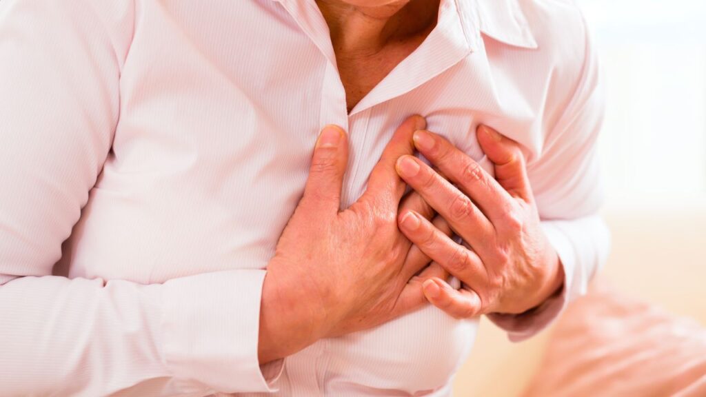 Senior having a heart attack