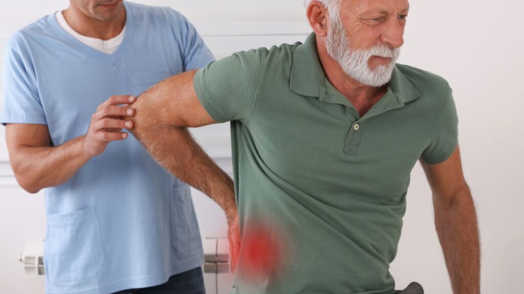 Senior man with kidney pain