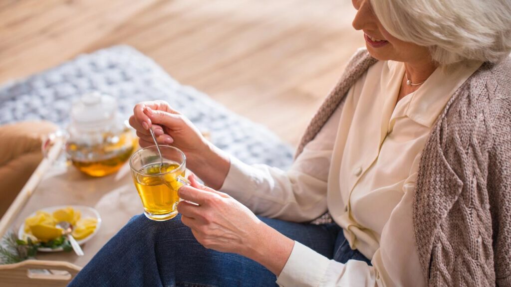 Senior woman drinking tea
