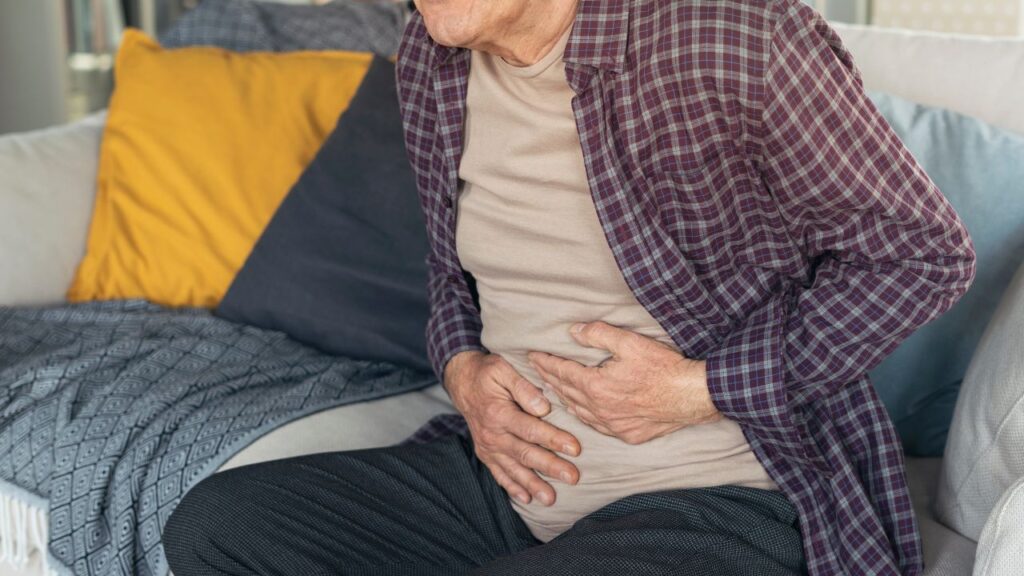 Senior man is suffering stomach pain